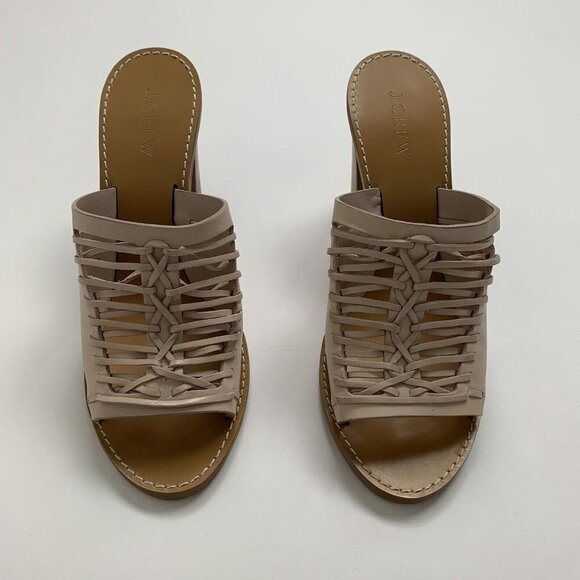 J. CREW MARLOW HUARACHE MULES Leather Light Blush 3.5" Heel Sz 7.5 New with box - Picture 2 of 11